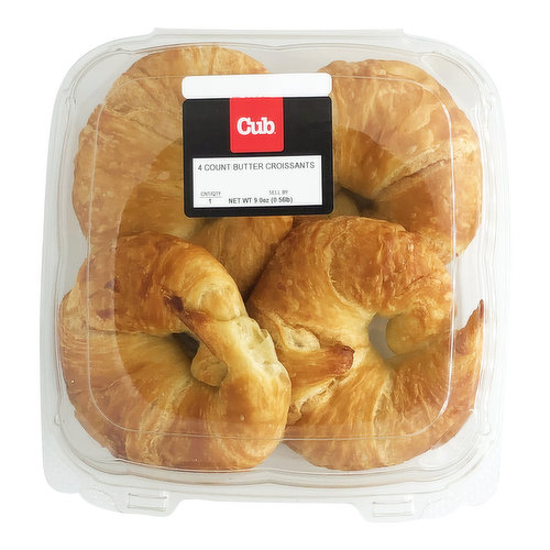 Cub Bakery Butter Croissants, 4 Count