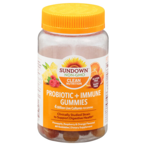 Sundown Probiotic + Immune, Gummies, Pineapple, Raspberry & Orange Flavored