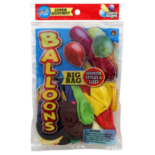 Ja-Ru Inc. Balloons, Assorted Styles & Colors, Big Bag