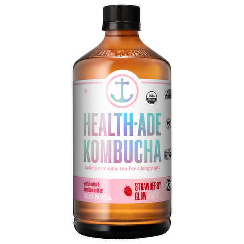 Health-Ade Kombucha, with Biotin & Bamboo Extract, Strawberry Glow Flavor