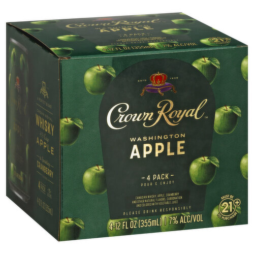 Estd 1939. Pour & enjoy. Please drink responsibly. A perfect blend. Crown Royal whisky with crisp apple & sparkling cranberry flavors. Please recycle.
