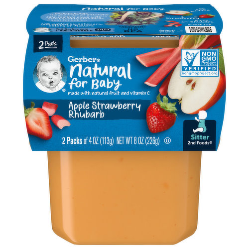 Gerber Natural for Baby Apple Strawberry Rhubarb, 2 Pack