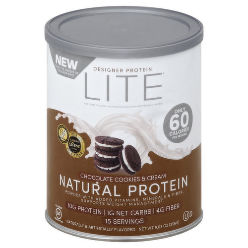 Designer Protein Lite Protein Powder, Natural, Chocolate Cookies & Cream