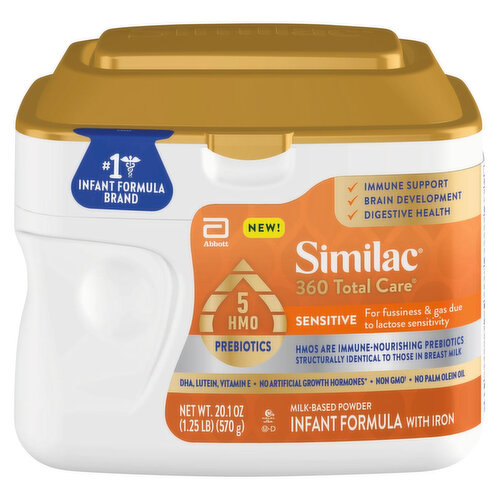 Similac 360 Total Care Infant Formula with Iron, Milk-Based Powder, Sensitive