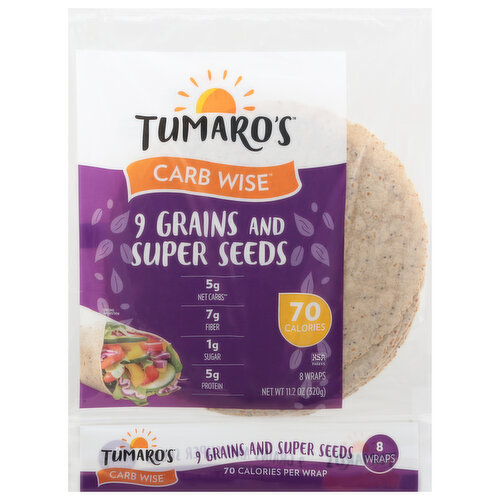 Tumaro's Carb Wise Wraps, 9 Grains and Seeds