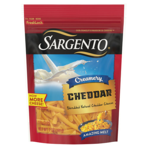 Sargento Shredded Cheese, Cheddar, Creamery