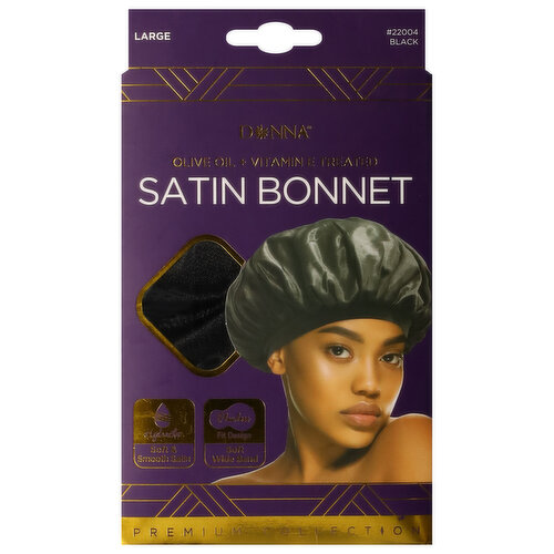 Donna Premium Collection Bonnet, Satin, Black, Large