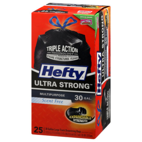 Hefty Trash Bags, Drawstring, Multipurpose, Scent Free, Ultra