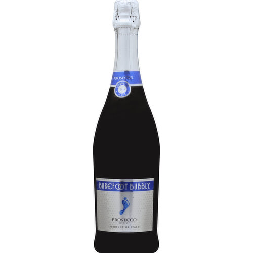 Prosecco - D.O.C. - Demi-sec. Barefoot Bubbly Prosecco is a delicate sparkling wine featuring flavors of Meyer lemon and crisp apple. Perfect with fresh fruit or bruschetta, Barefoot Bubbly Prosecco's lively bubbles embody the fun and friendly nature of this sparkler's Italian heritage. Cheers! - Jen Wall, Barefoot Winemaker. Alc. 11% by vol. Product of Italy.