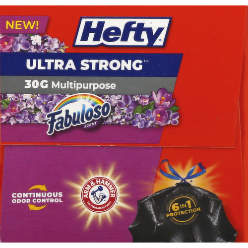 Hefty Ultra Strong 30G Multipurpose Trash Bags, Fabuloso Scent, 25ct