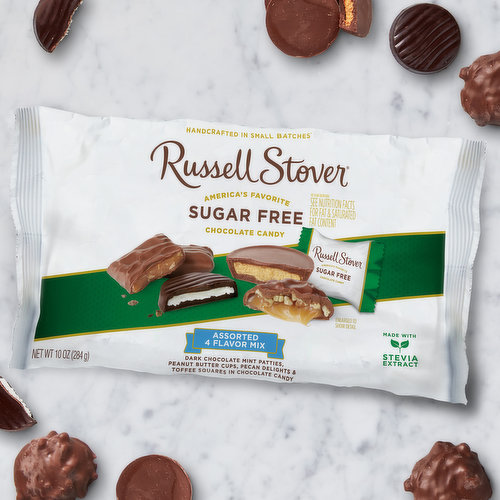 Russell Stover Sugar Free Dark Chocolate Mint Patties with Stevia, 3 Ounce  Bag