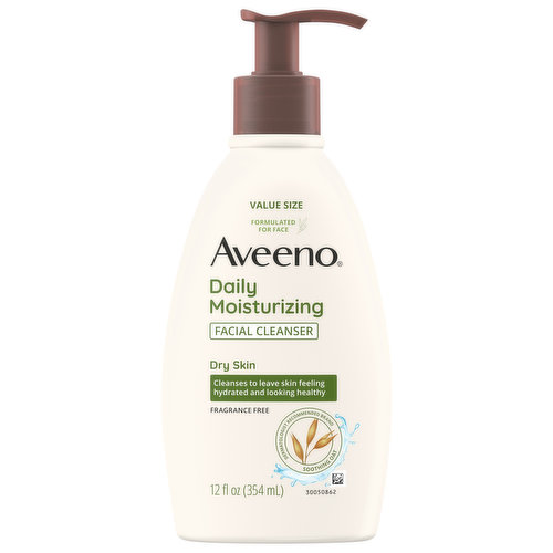 Aveeno Facial Cleanser, Daily Moisturizing, Dry Skin, Value Size