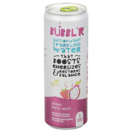 Bubbl'r Sparkling Water, Antioxidant, Pitaya Berry Nect'r