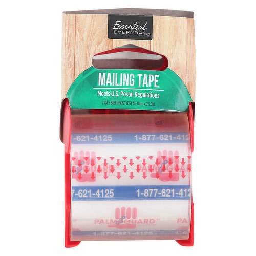 Meets U.S. postal regulations. Palm Guard: To protect palm from contact with the roll edge while applying tape.