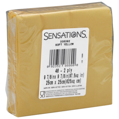 SENSATIONS Napkins, Soft Yellow, 2 Ply