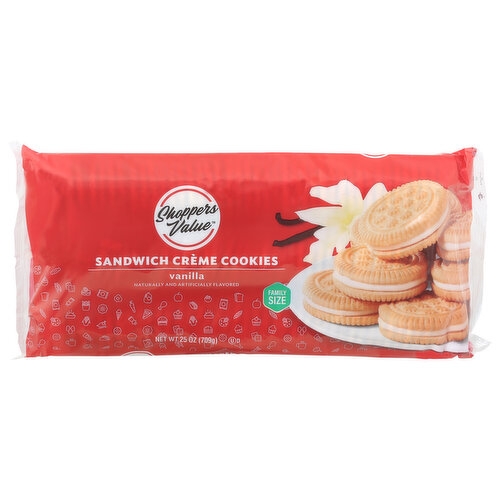 Shoppers Value Sandwich Creme Cookies, Vanilla, Family Size