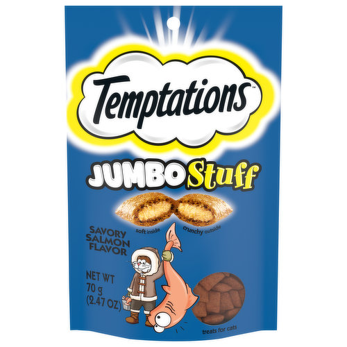 Temptations Treats for Cats, Savory Salmon Flavor, Jumbo Stuff