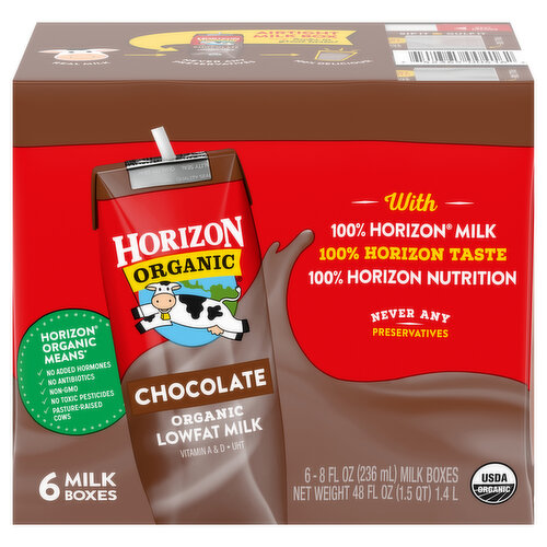 Horizon Organic Milk, Lowfat, Organic, Chocolate