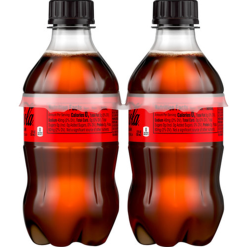 Coca - Cola Zero Sugar Soft Drink Glass Bottles 4 x 300mL