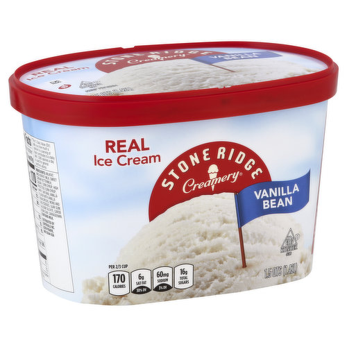 Real ice cream. Per 2/3 Cup: 170 calories; 6 g sat fat (30% DV); 60 mg sodium (3% DV); 16 g total sugars. At Stone Ridge Creamery we love making and eating ice cream. It's our passion. We use only the best ingredients, and don't take any shortcuts. Each and every batch is slow-churned to creamy, delicious perfection. Maybe that's why our premium ice cream tastes so good. Whichever flavor you choose, there's a smile in every scoop. 100% quality guaranteed. Like it or let us make it right. That's our quality promise. supervaluprivatebrands.com.