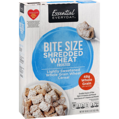 Essential Everyday Cereal, Shredded Wheat, Frosted, Bite Size