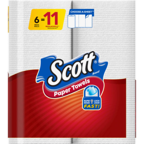 Scott Choose A Sheet Paper Towels Mega Rolls 1 Ply 102 SheetsRoll