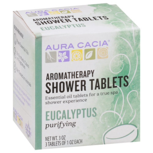 Essential oil tablets for a true spa shower experience. Enjoy the luxurious escape of a bath with the convenience of a shower. Fill the air around you with the delightful aroma of eucalyptus to purify your mind, body, and spirit.