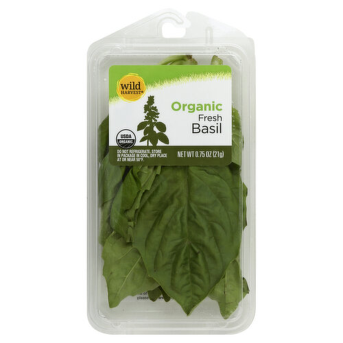USDA Organic. Herb Tips: Wild Harvest Organic Fresh Herbs are a great way to add flavor to soups, sauces, meats, appetizers, breads, salads, and desserts without adding unwanted fat, sugar, or salt. These wonderfully fresh herbs are sure to fill your home with a refreshing aroma with each use. To learn more about Wild Harvest products, including our full line of organic products, and for more recipes, please visit www.mywildharvest.com. Certified organic by Ecocert. 100% quality guaranteed. Like it or let us make it right. That's our quality promise. mywildharvest.com. Please recycle.