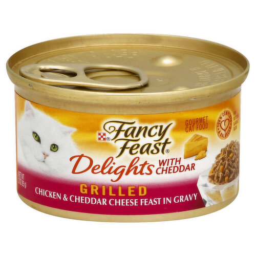 Fancy Feast Cat Food, Gourmet, Grilled, Chicken & Cheddar Cheese Feast in Gravy