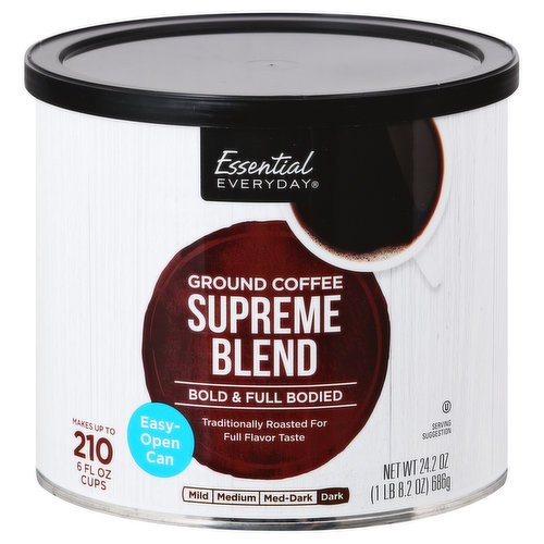 Essential Everyday Coffee, Ground, Dark, Bold & Full Bodied, Supreme Blend