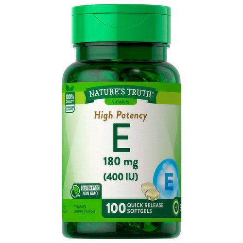 Nature's Truth Vitamin E, High Potency, 180 mg, Quick Release Softgels