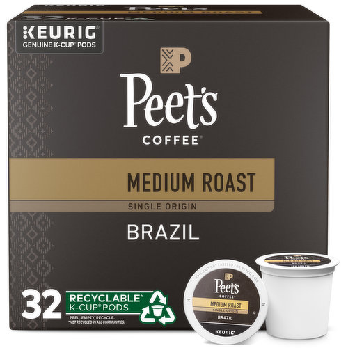 Peet's Coffee Single Origin Brazil Medium Roast K-Cups