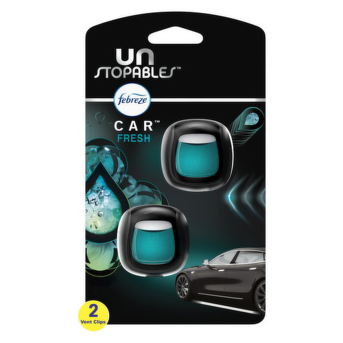 Febreze Unstopables/Unstoppables Febreze Unstopables Car Odor-Fighting Vent Clip Fresh Scent, 2 Count