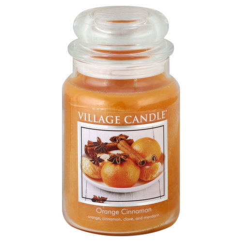 Village Candle Candle, Orange Cinnamon, Premium Jar