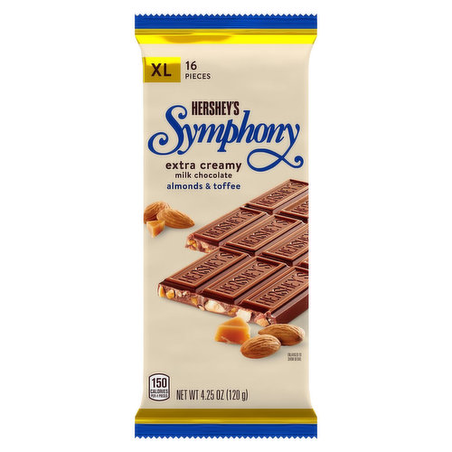 Hershey's Symphony Milk Chocolate, Extra Creamy, Almonds & Toffee, XL