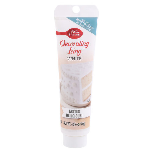 Gluten free. Use with Betty Crocker decorating tips. Tastes delicious! Consumer Inquiries: 1-877-726-8793. Made in USA.