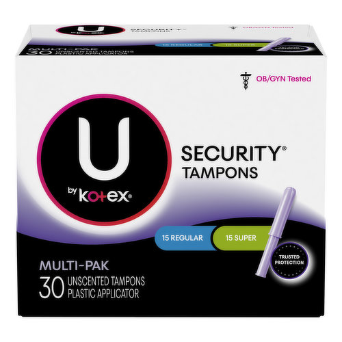 U by Kotex Security Tampons, Regular/Super, Unscented, Multi-Pak