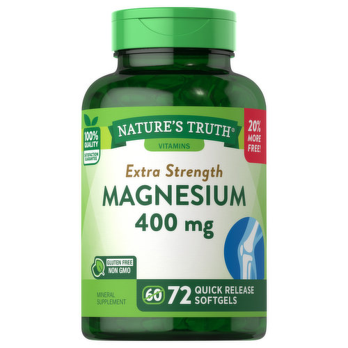 Nature's Truth Magnesium, Extra Strength, 400 mg, Quick Release Softgels