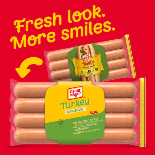 Oscar Mayer Turkey Dogs Bun-Length Uncured Turkey Franks Hot Dogs