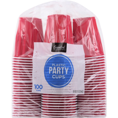 Disposable Party Plastic Cups [100 Pack - 18 Oz.] Red Drinking Cups 