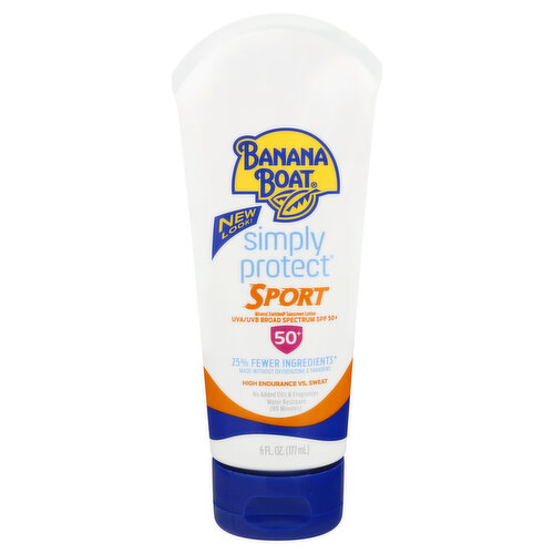 Banana Boat Simply Protect Sunscreen Lotion, Sport, UVA.UVB Broad Spectrum SPF 50+