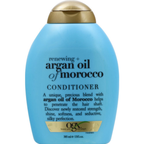 A unique, precious blend with Argan oil of Morocco helps to penetrate the hair shaft. Discover newly restored strength, shine, softness, and seductive, silky perfection. Beauty pure and simple. Sulfate free surfactants hair care system (Includes shampoo and conditioner). Why You Want It: This exotic precious blend of Morocco Argan oil penetrates, moisturizes, revive and creates softness and strength while protecting your hair from harmful styling heat and UV damage as it gives you smooth, sexy tresses. Questions? ogxbeauty.com. Our bottles are eco-friendly, manufactured with materials containing recycled post-consumer resin. Not tested on animals. Environmental earth friendly packaging. Reduce, reuse, recycle. Made in USA.