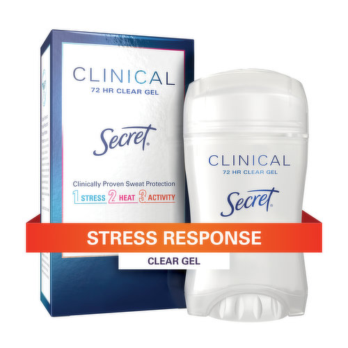 Secret Clinical Strength Clinical Strength Clear Gel Antiperspirant and Deodorant, Stress Response, 1.6 oz