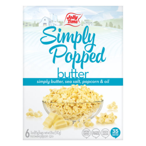 Jolly Time Simply Popped Popcorn, Microwave, Butter