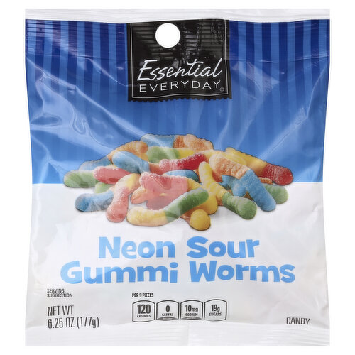 Essential Everyday Candy, Gummi Worms, Neon Sour