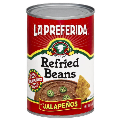 La Preferida Refried Beans, with Jalapenos