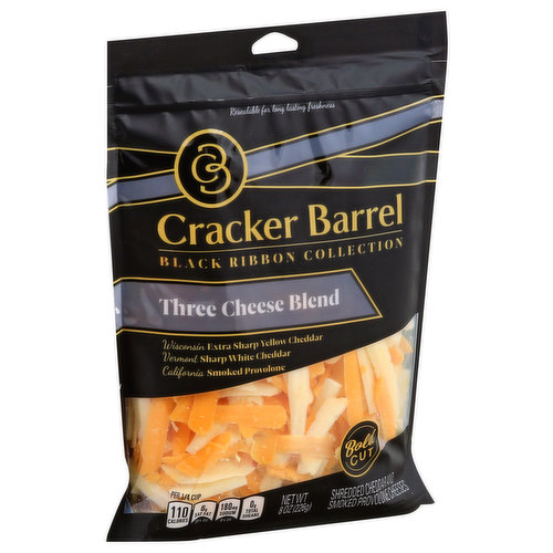 Cracker Barrel Three Cheese Blend Bold Cut Shredded Cheese, 8 oz