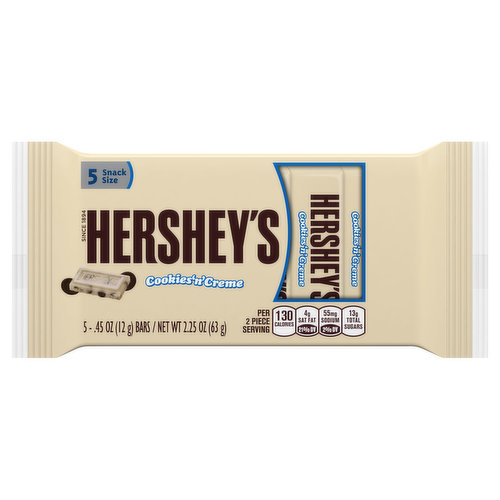 Hershey's Candy Bars, White Creme, Chocolate, Cookies, Cookies and Creme, Snack Size