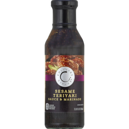 40 calories per 1 tbsp. See nutrition information for sodium content. 100% quality guaranteed. Like it or let us make it right. That's our quality promise. culinarycircle.com. Explore the tastes and textures of authentic ethnic cuisines. Exotic or familiar, distinctive dishes can transform your taste buds into world travelers. Our Sesame Teriyaki sauce and marinade takes you on a flavor infused journey to Japan, famous for its flavorful cuisine. Savor life in the circle. Product of Canada.