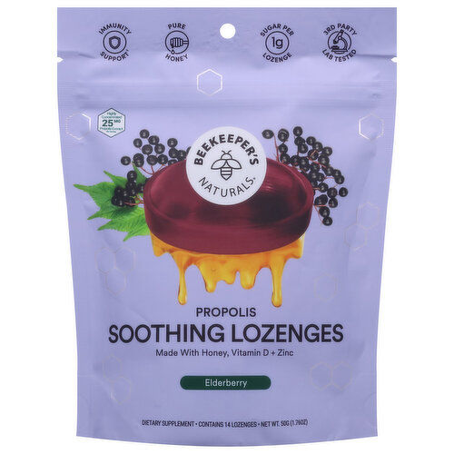 Beekeeper's Naturals Soothing Lozenges, Propolis, Elderberry